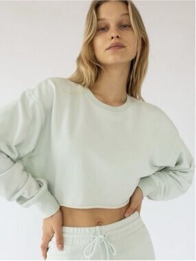Tala Cropped Crewneck Sweatshirt - Pale Mint